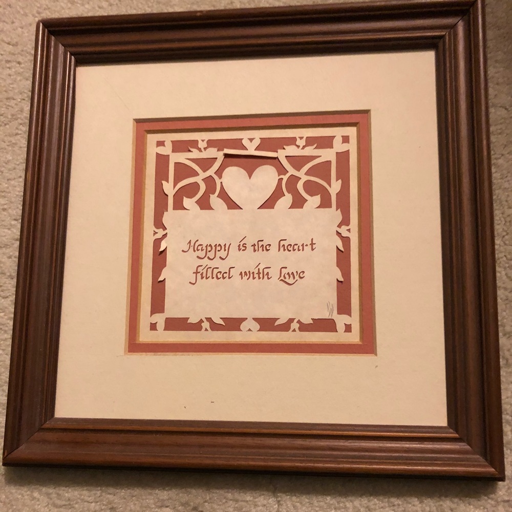 COPY - Framed and matted scissor cut paper saying